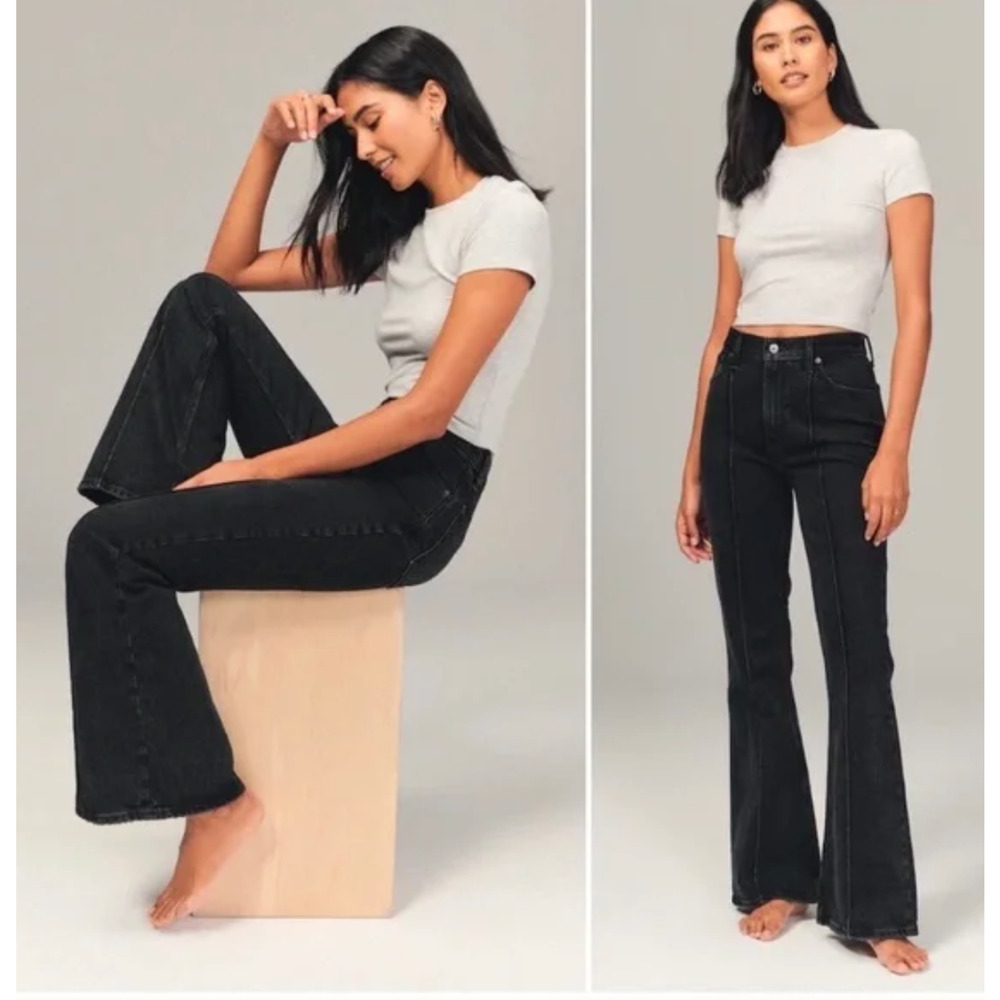 NWT Abercrombie 70s Vintage Flare Ultra High Rise Jeans Plus Size 24W Denim